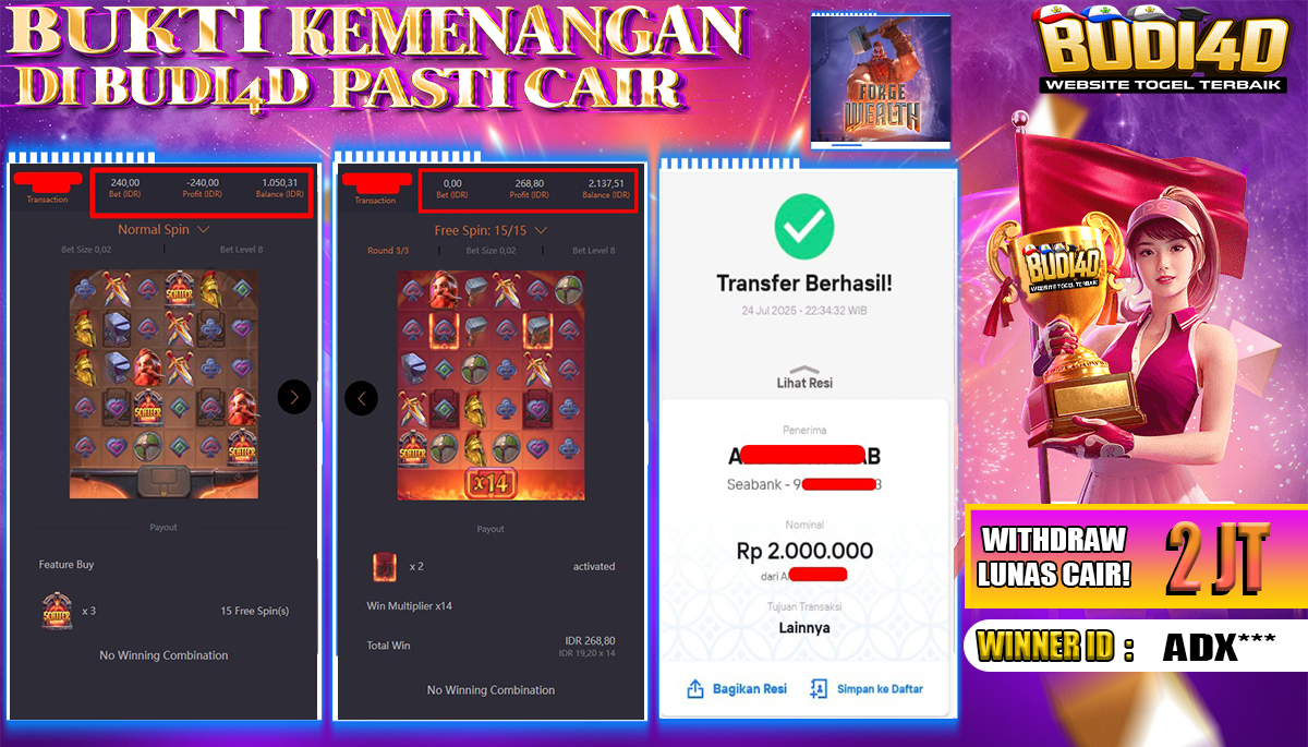 BUDI4D JACKPOT USERID:  ADX*** SLOT PGSOFT FORGE WEALTH Rp.2.000.000,- LUNAS